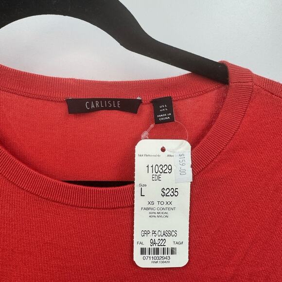 Carlisle Orange/Red Zipper Detail Sweater Size Large NWT - Picture 4 of 6